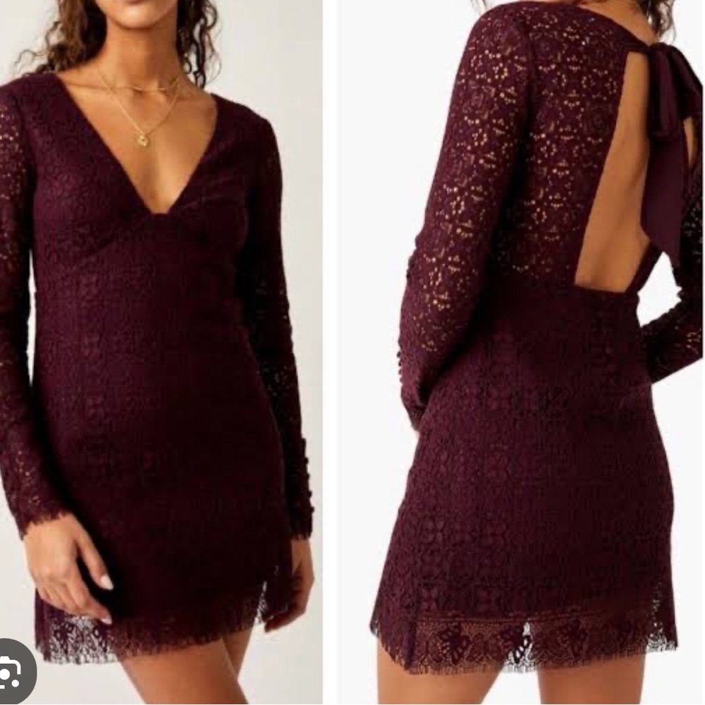 NWT FREE PEOPLE honey honey lace mini dress in potent purple size 4 or 6